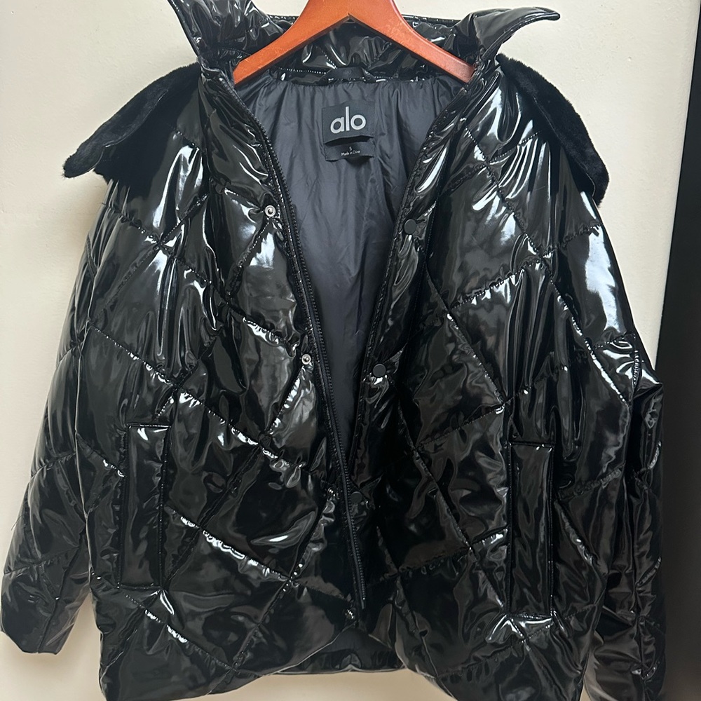 NEW Alo Yoga Snamoto Patent Leather Jacket - Picture 2 of 8